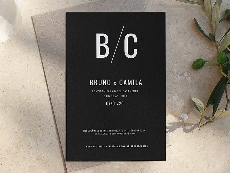 Convite de Casamento Simples Escrita 