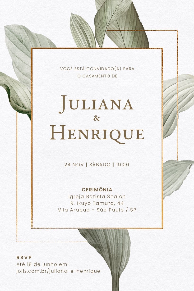 Convite de casamento floral - Joliz
