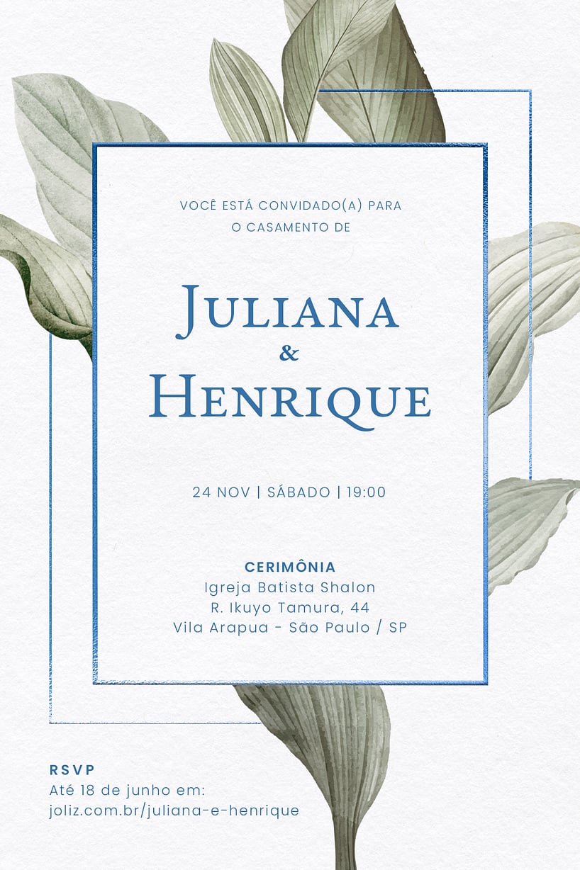 Convite de casamento floral - Joliz