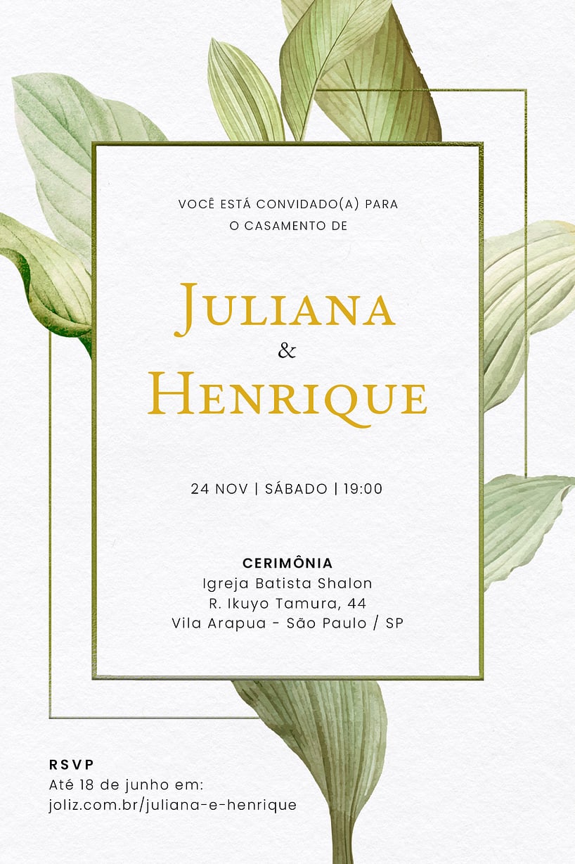 Convite de casamento floral - Joliz