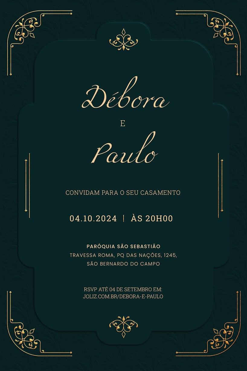 Convite de casamento dourado - Joliz
