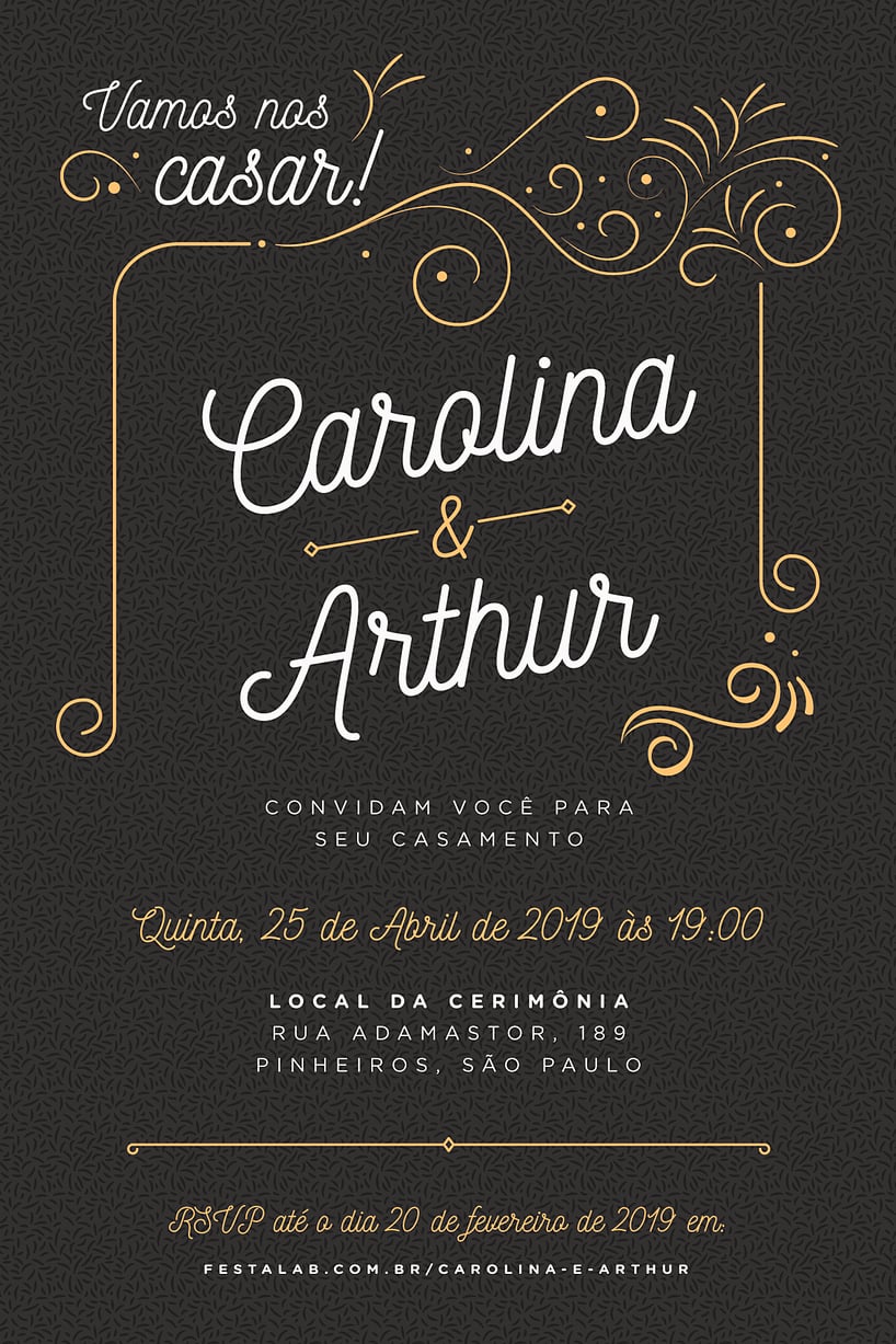 Convite de casamento dourado - Joliz