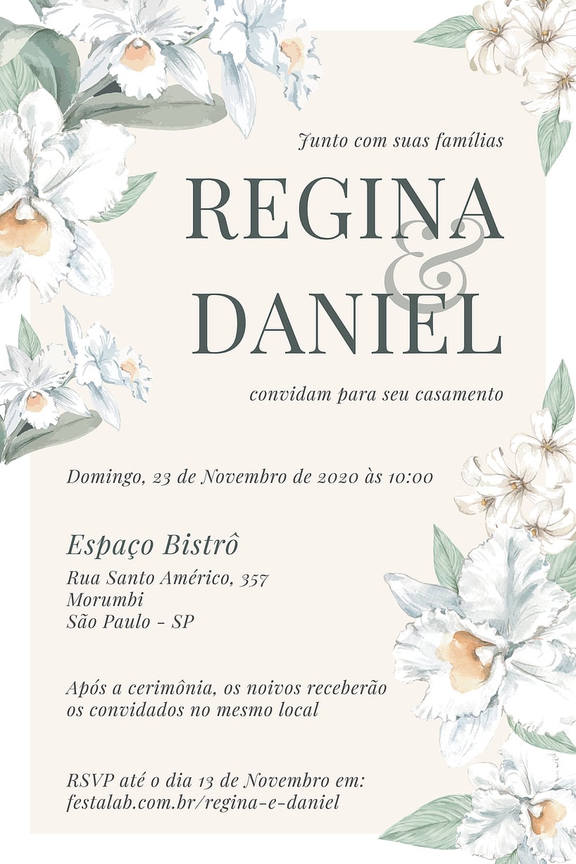 Convite de Casamento - Orquideas