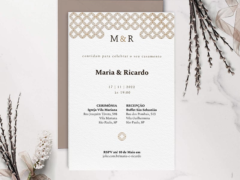 Convite de Casamento Sequencial Marrom