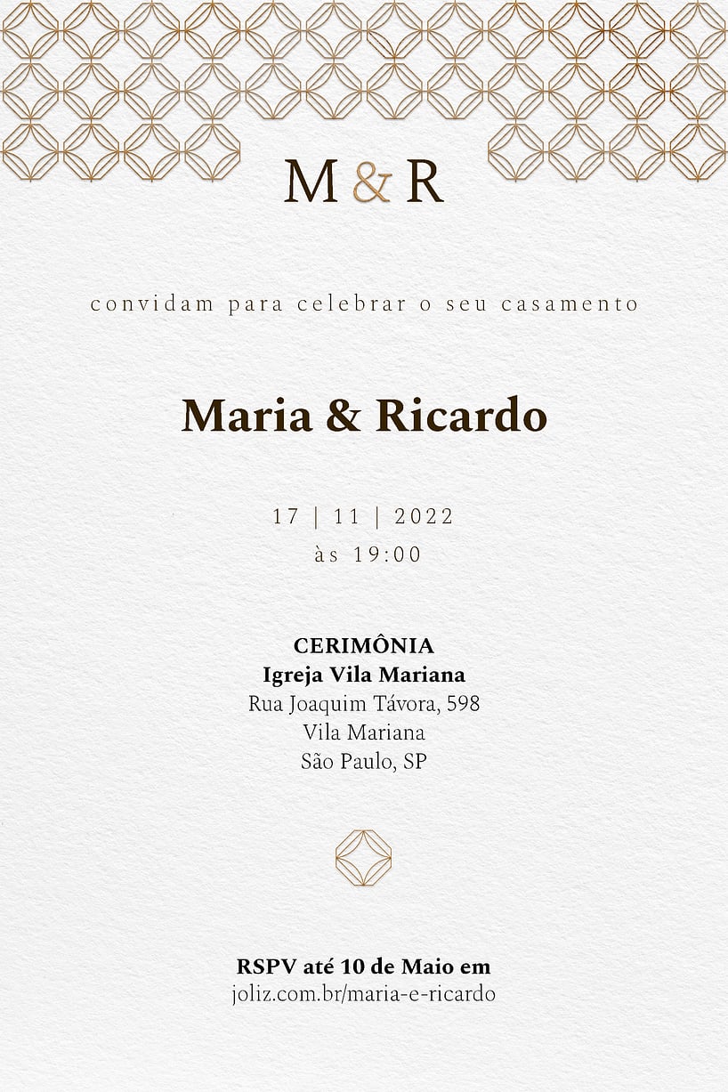 Convite de casamento luxuoso - Joliz