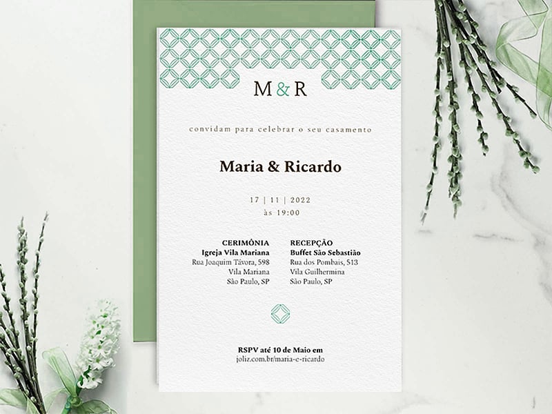 Convite de Casamento Sequencial verde