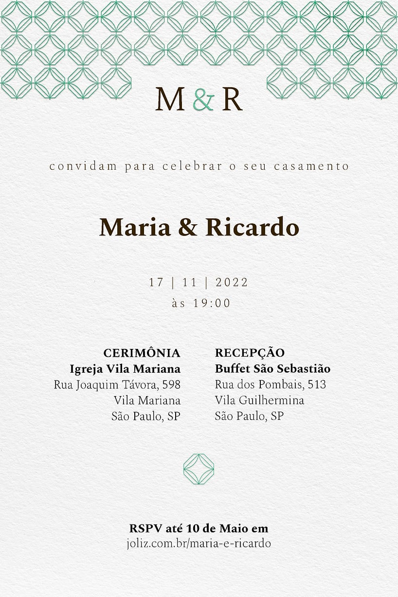 Convite de casamento luxuoso - Joliz