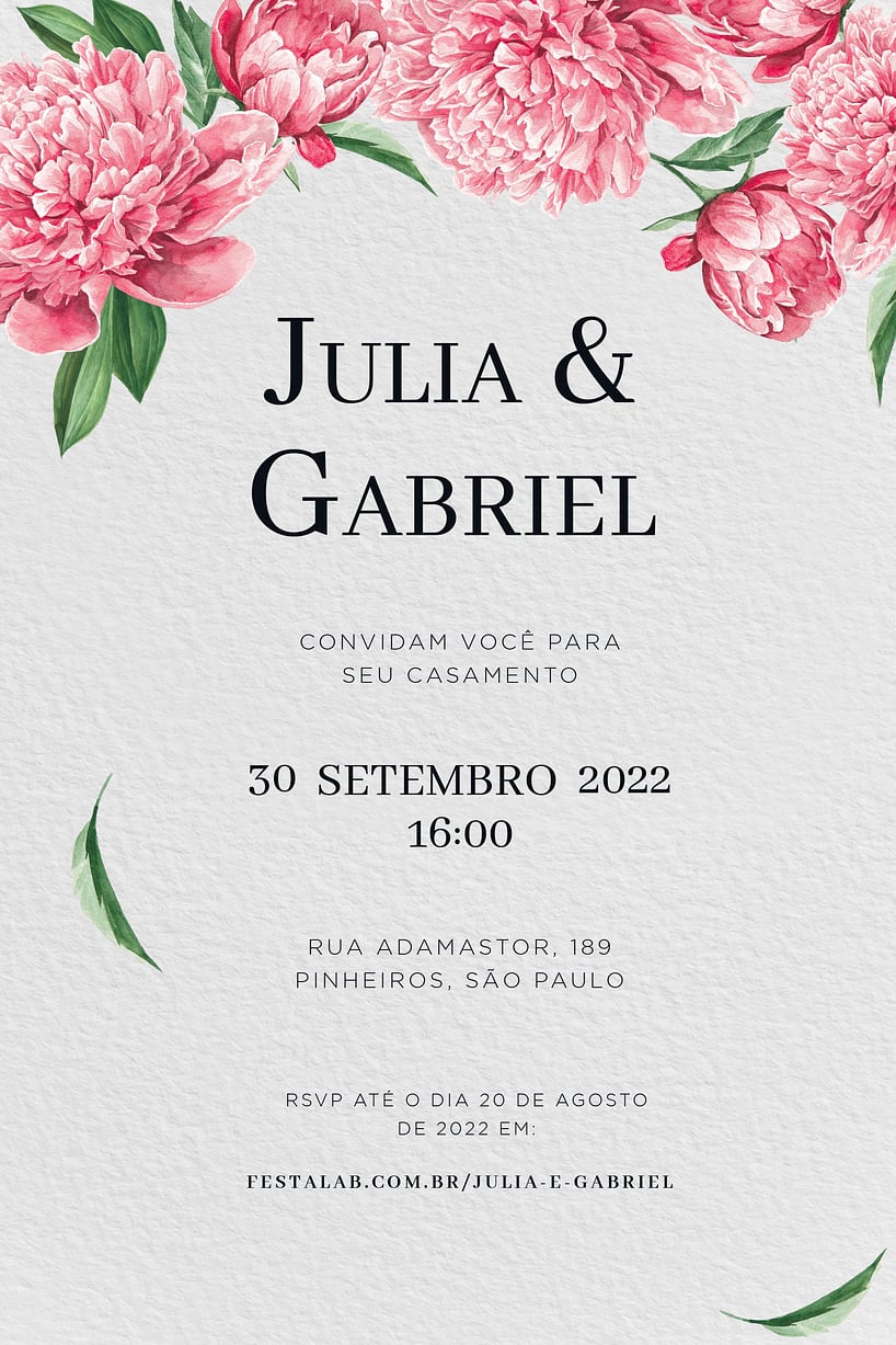 Convite de casamento floral - Joliz