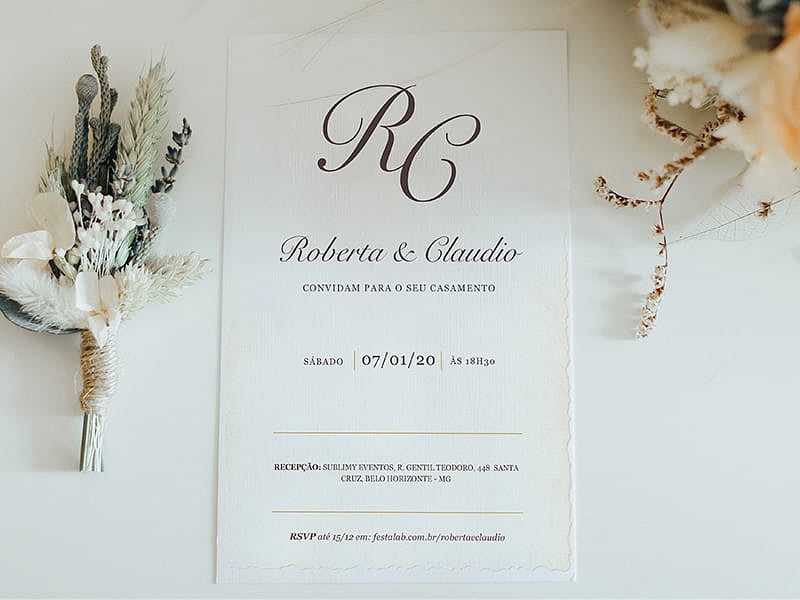 Convite de Casamento Simples Pergaminho
