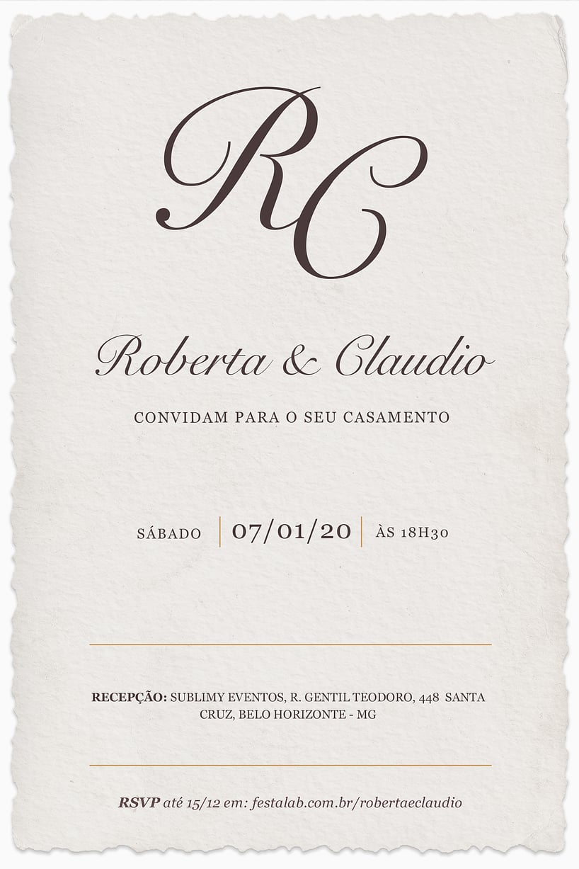 Convite de casamento chique - Joliz