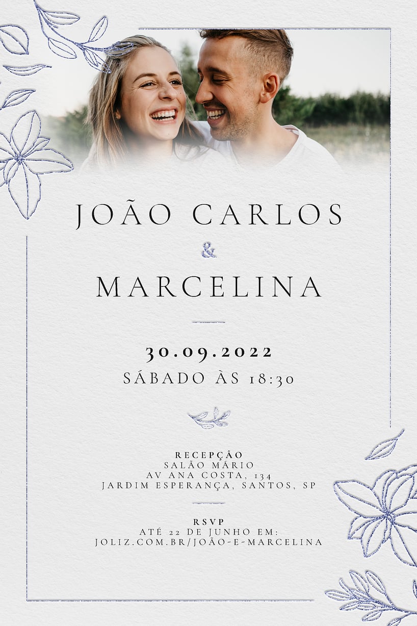 Convite de casamento floral - Joliz