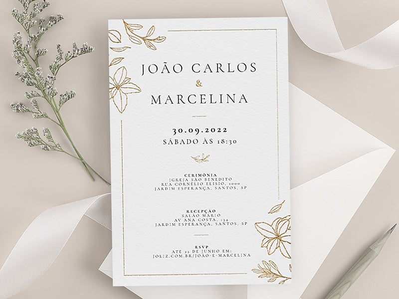 Convite de Casamento Pétalas de flor