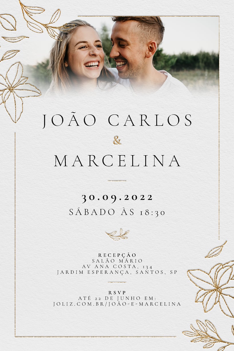 Convite de casamento floral - Joliz
