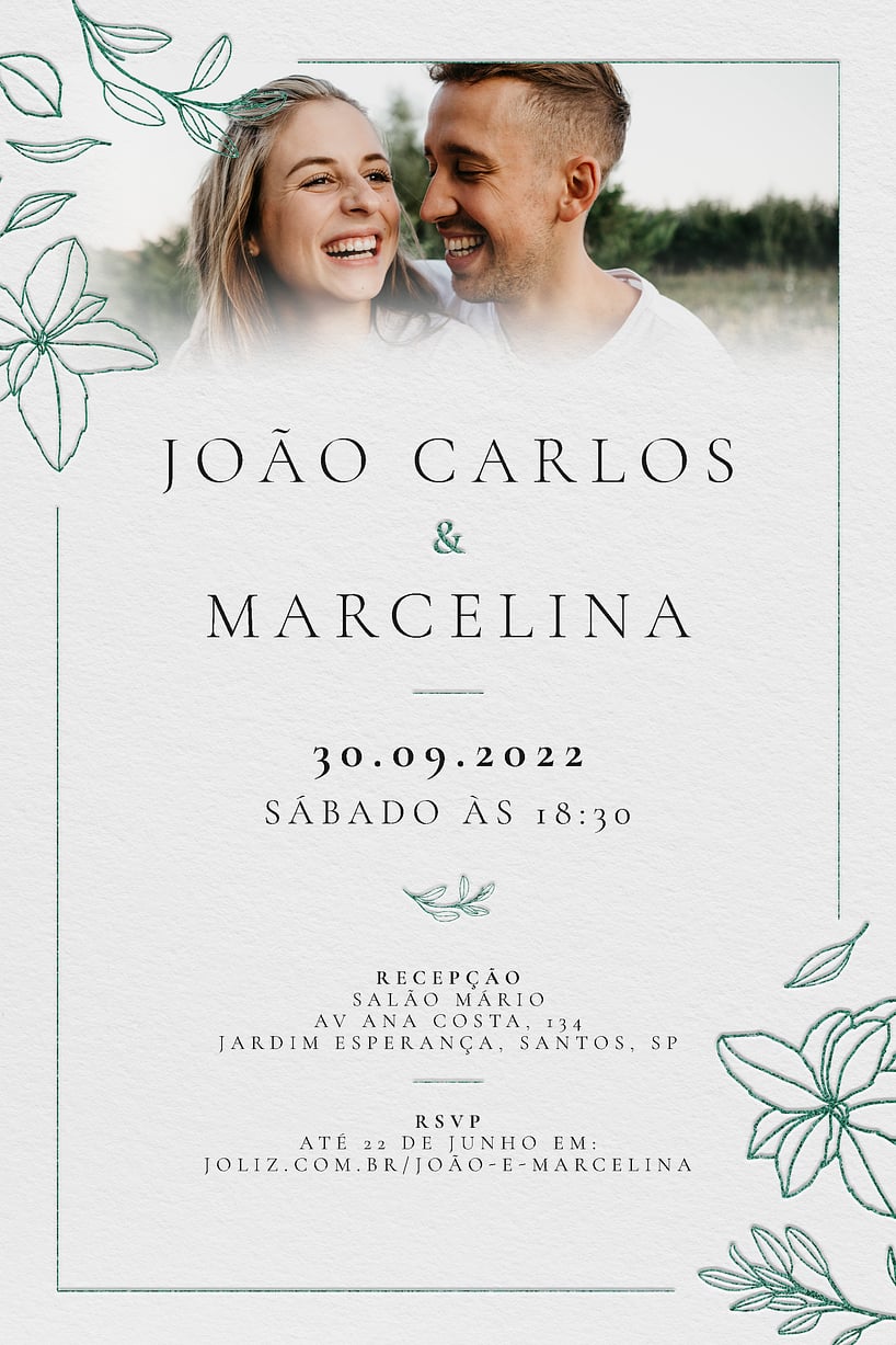 Convite de casamento floral - Joliz