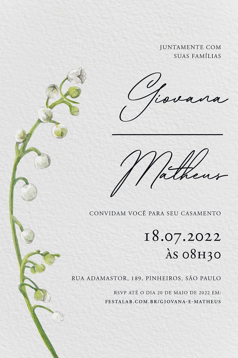 Convite de casamento verde - Joliz