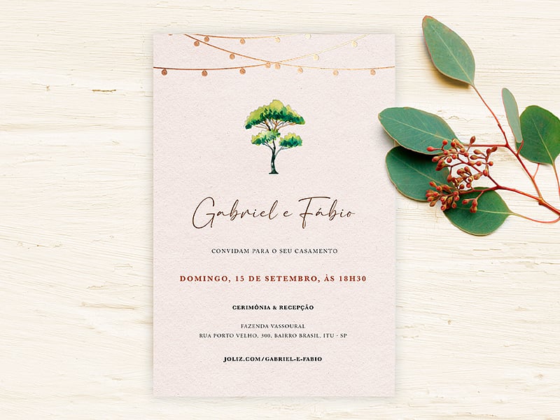 Convite de Casamento Celebração Campestre