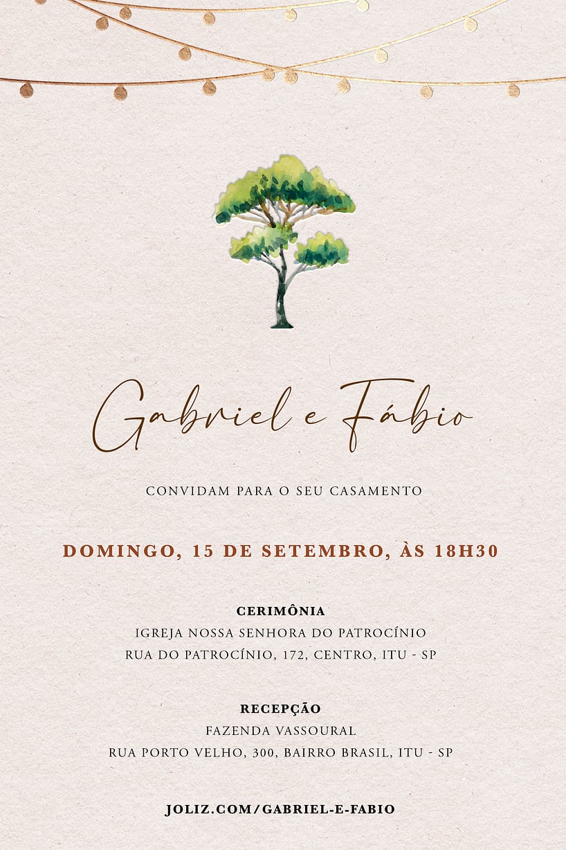 Convite de casamento dourado - Joliz