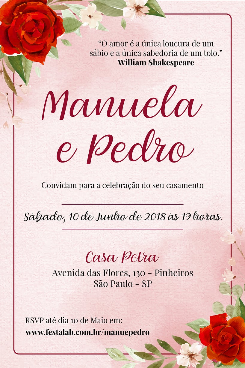 Convite de casamento clássico - Joliz