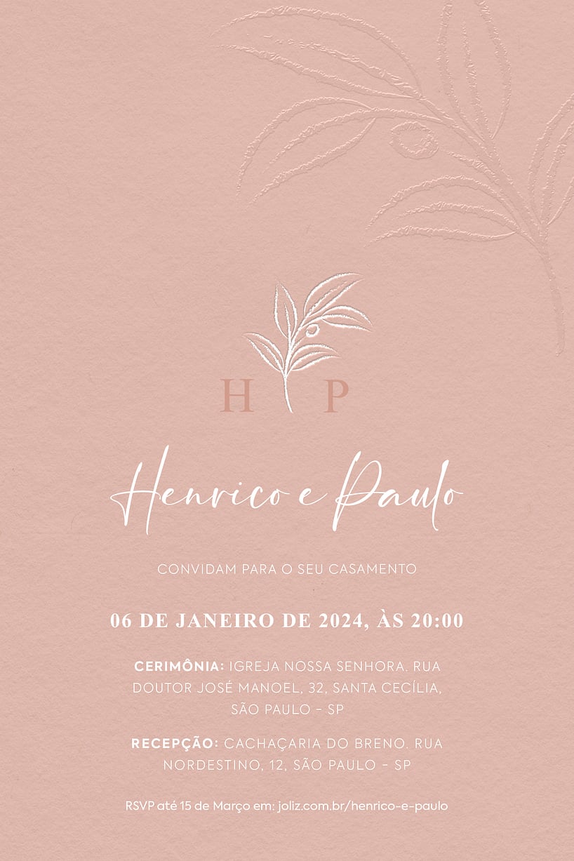 Convite de casamento luxuoso - Joliz