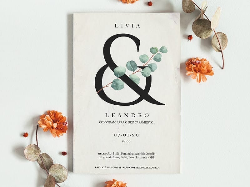 Convite de Casamento Rústico Papel Envelhecido