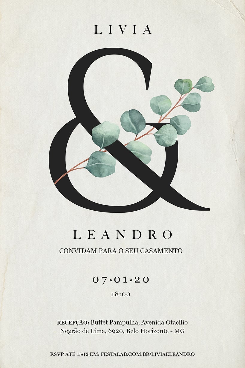 Convite de casamento minimalista - Joliz