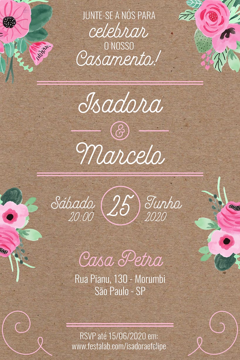 Convite de casamento floral - Joliz