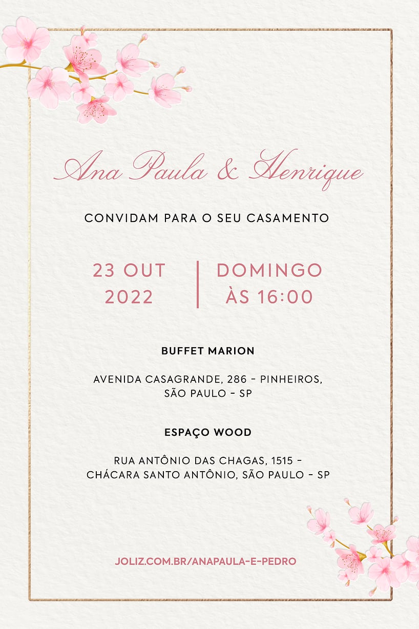 Convite de casamento floral - Joliz