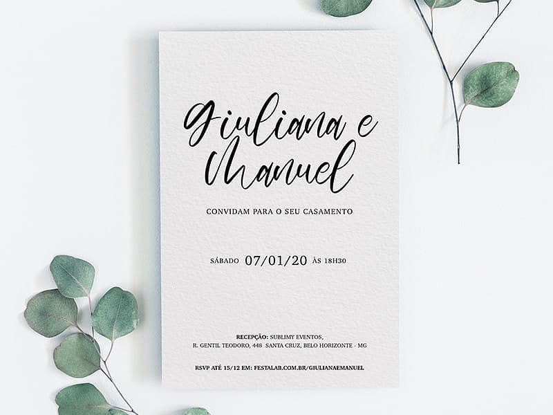 Convite de Casamento Simples Manuscrito