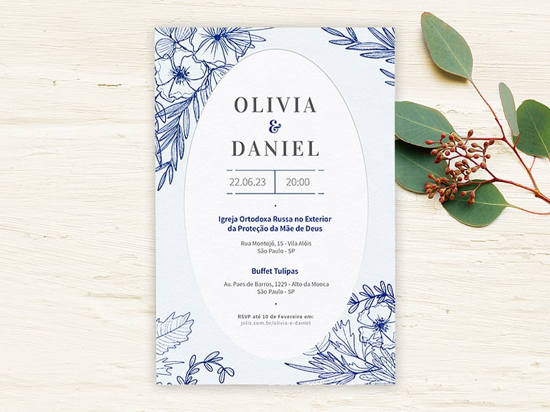 Convite de Casamento Detalhes azul