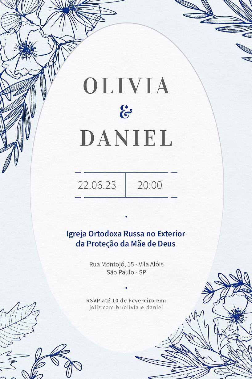 Convite de casamento floral - Joliz