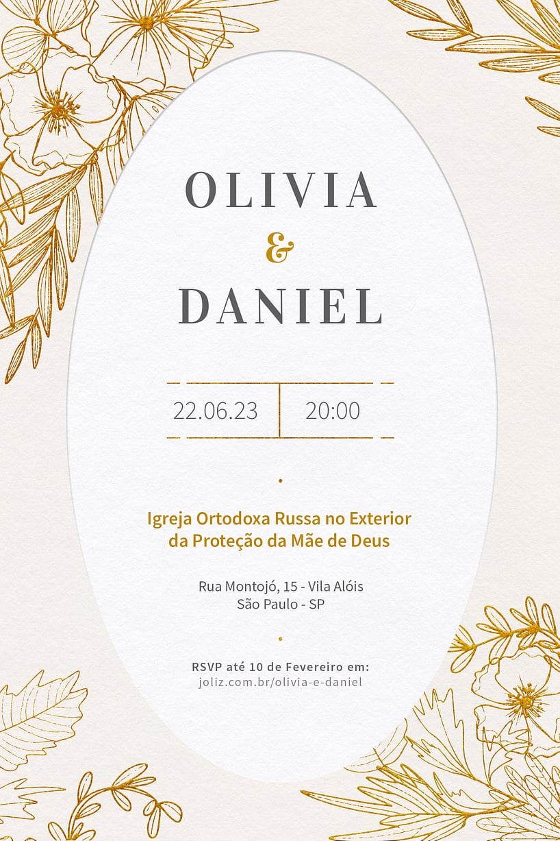 Convite de casamento floral - Joliz