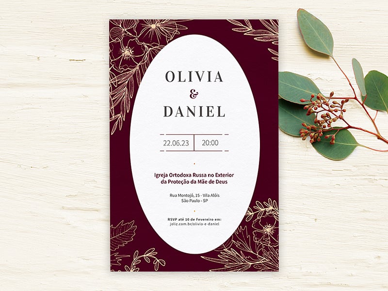 Convite de Casamento Detalhes creme