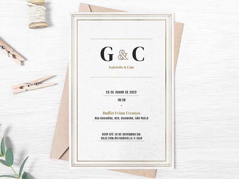 Crie seu convite de casamento - Traços minimalistas| Joliz