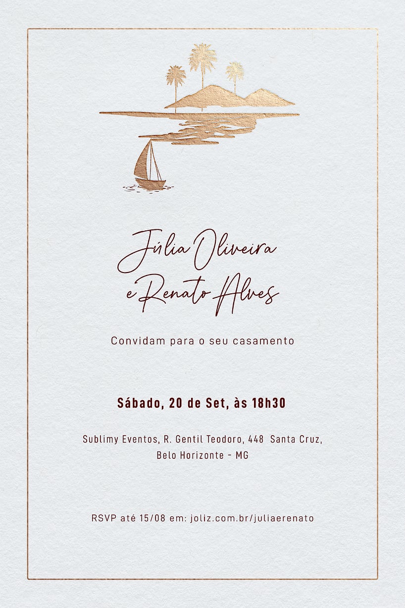 Convite de casamento dourado - Joliz