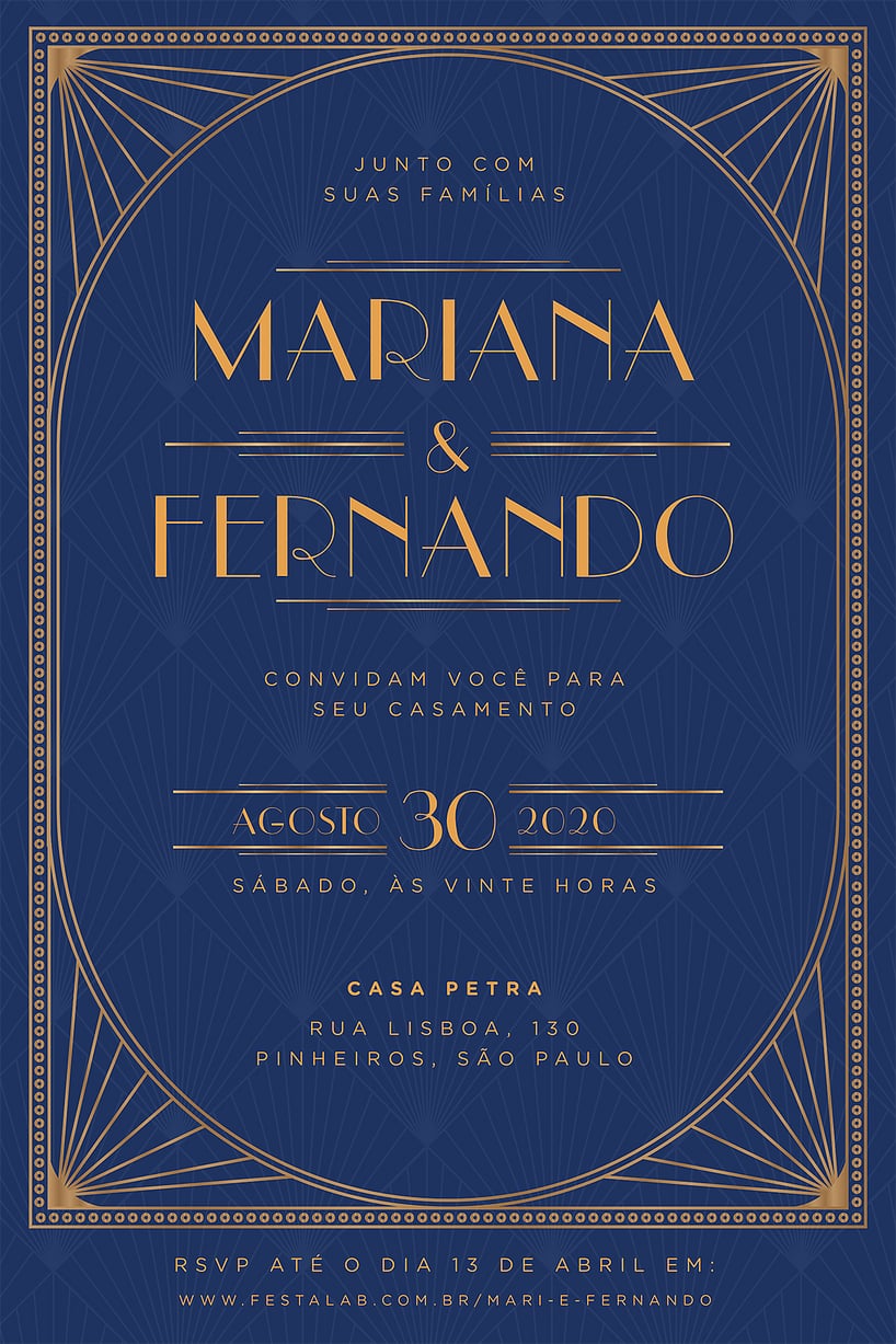 Convite de casamento azul - Joliz