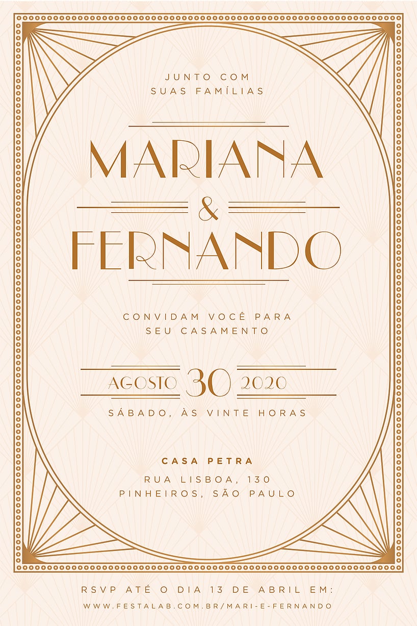 Convite de casamento dourado - Joliz