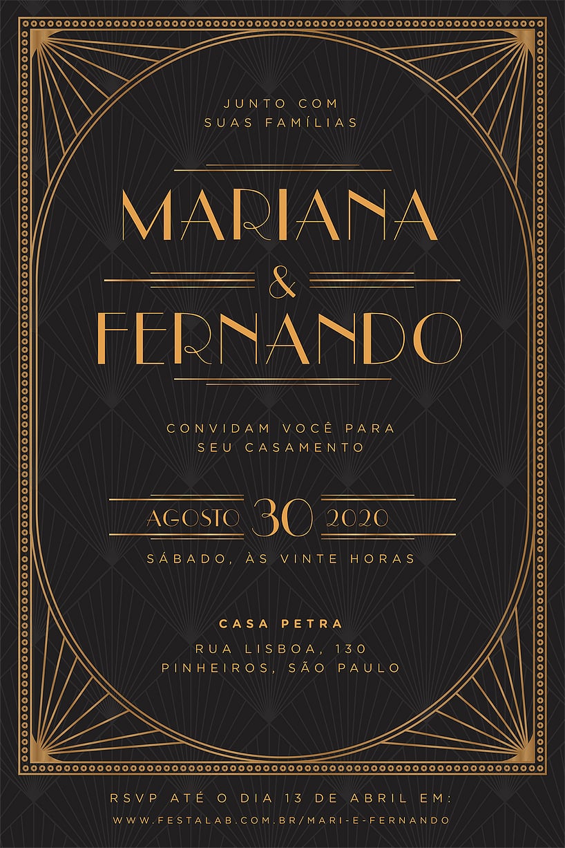 Convite de casamento dourado - Joliz