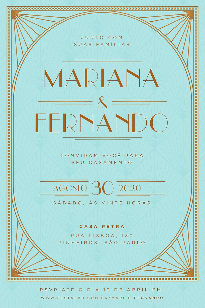 Convite de casamento dourado - Joliz