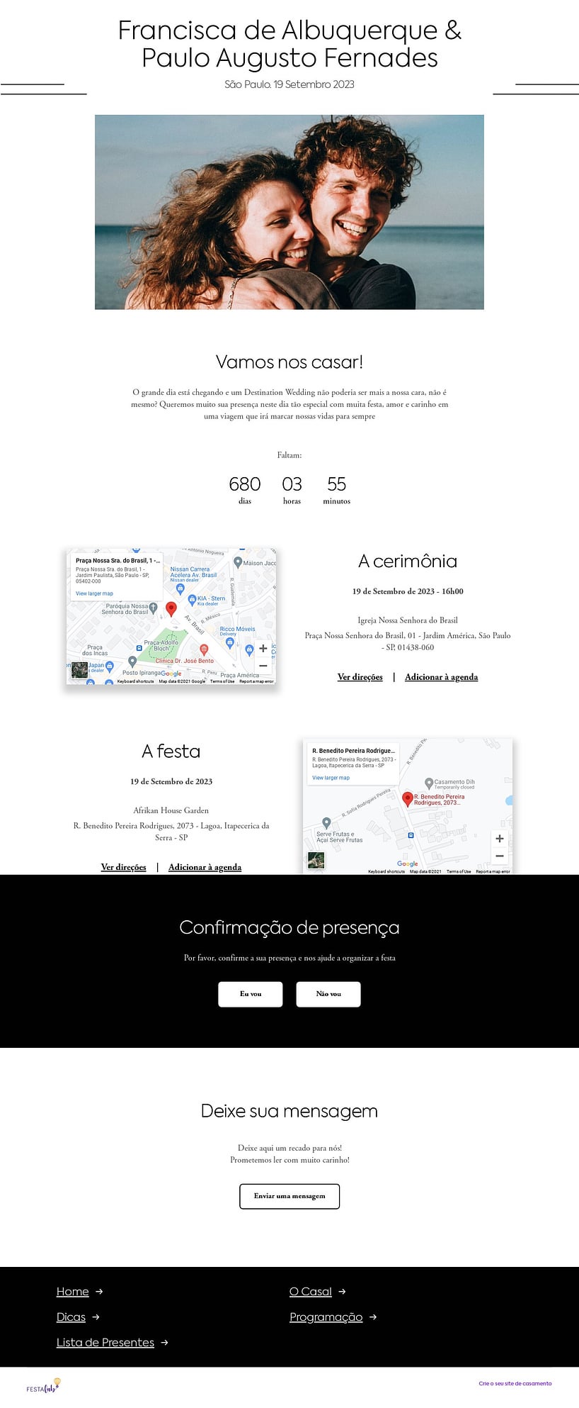 Crie seu site de Casamento - Simples Preto e Branco| Joliz