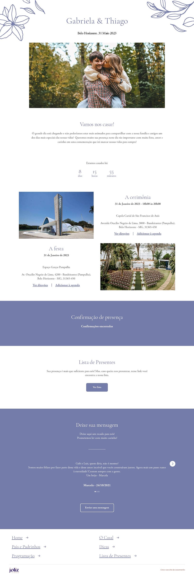 Crie seu site de Casamento - Vento de pétalas azuis| Joliz