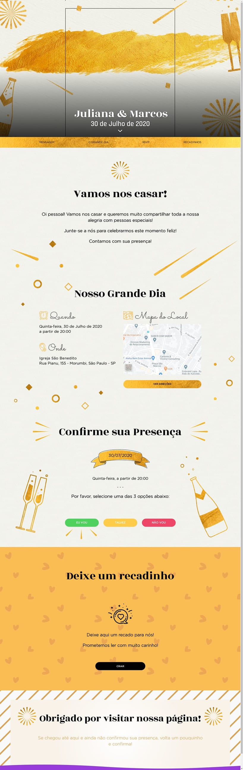 Crie seu site de Casamento - Luxuoso Creme| Joliz