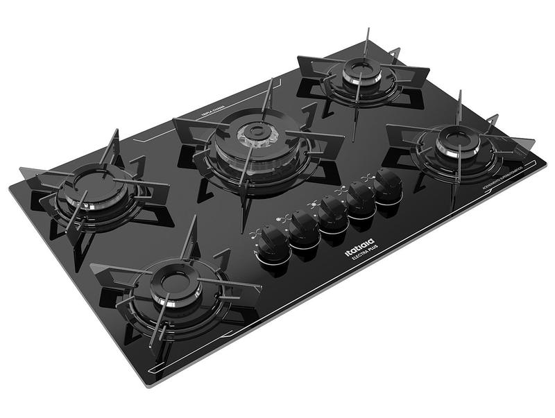 Cooktop 5 Bocas a Gás GLP Itatiaia Preto Electra Plus