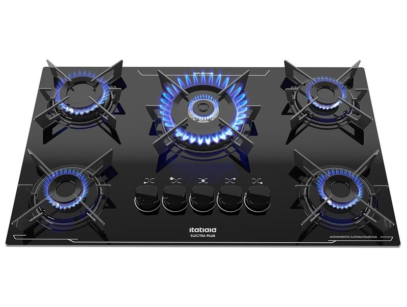 Cooktop 5 Bocas a Gás GLP Itatiaia Preto Electra Plus