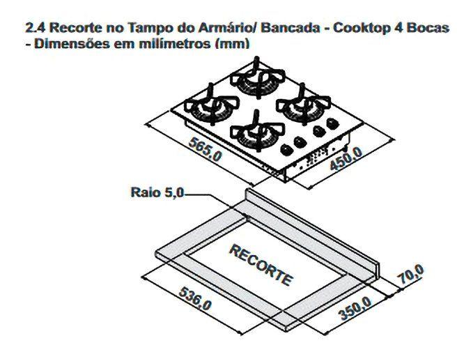 Cooktop 4 Bocas a Gás GLP Itatiaia Preto Electra Plus