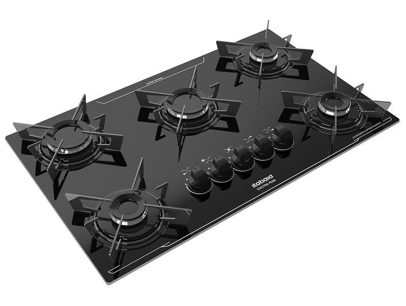 Cooktop 5 Bocas a Gás GLP Itatiaia Preto Electra Plus