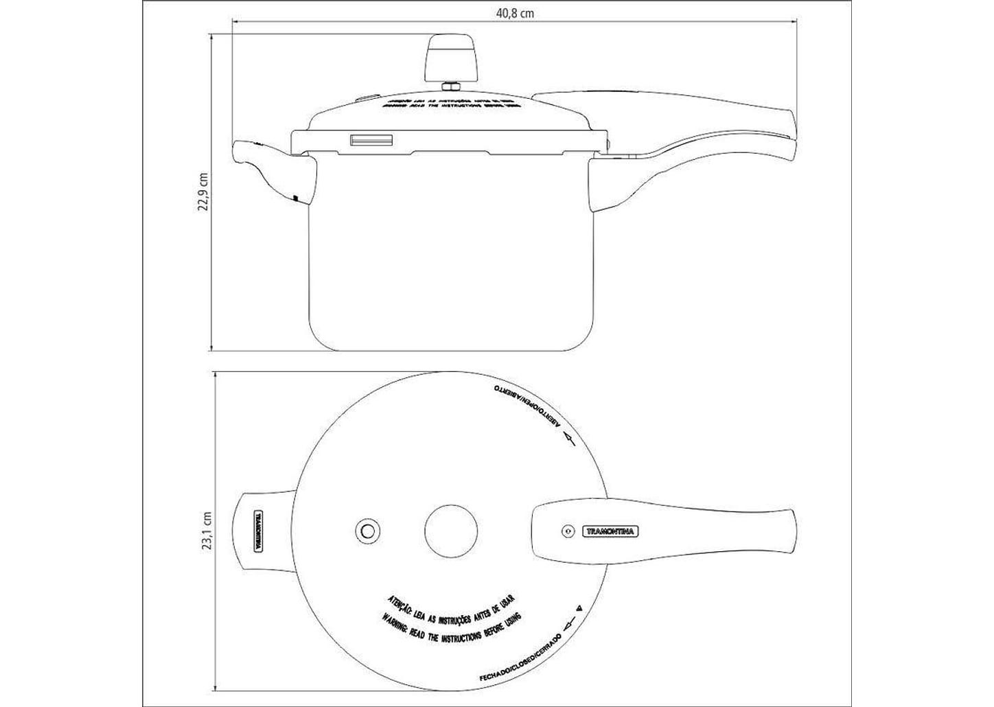 Panela de Pressão 4,5 L 20 cm Vancouver Grafite Tramontina