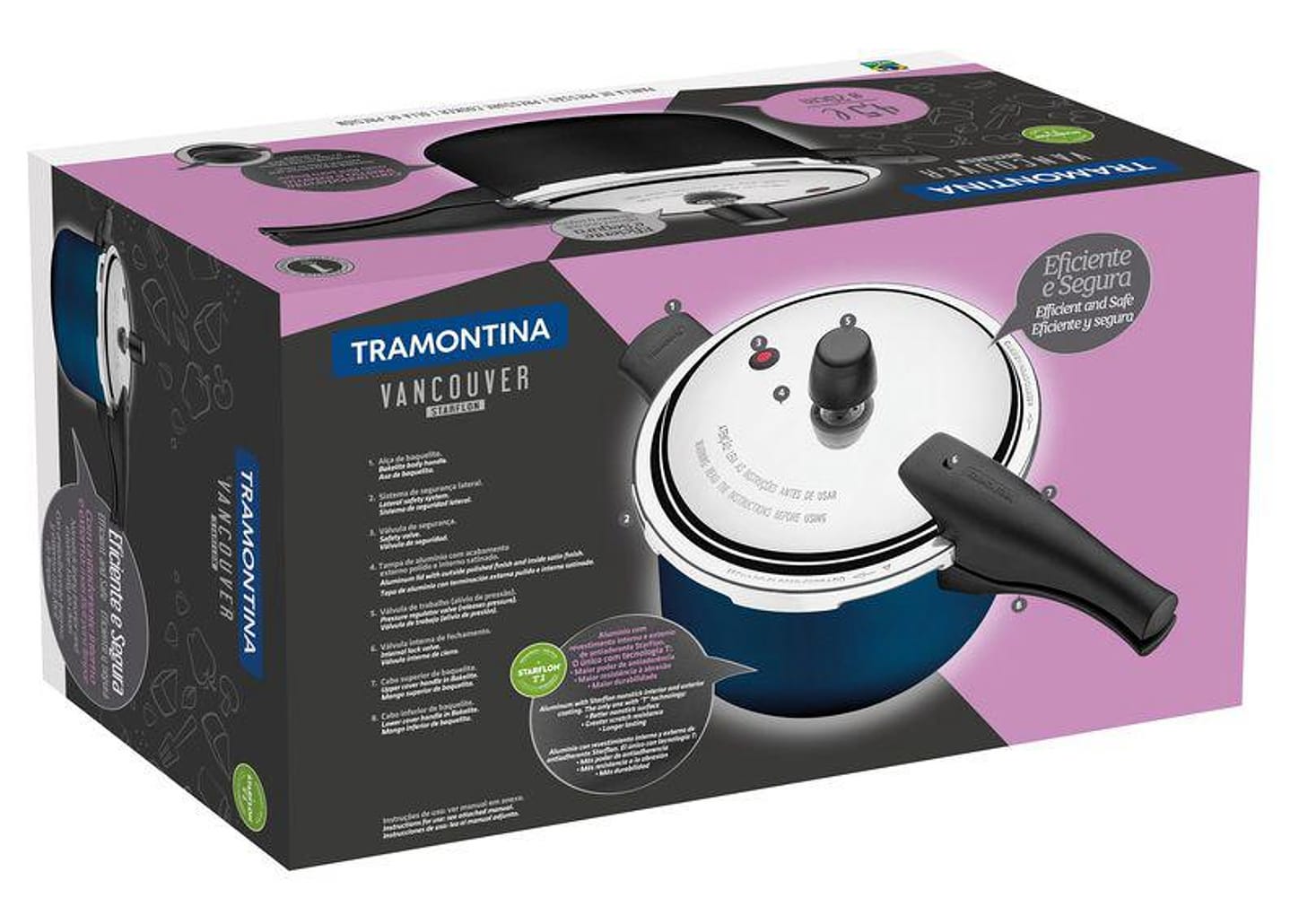 Panela de Pressão 4,5 L 20 cm Vancouver Grafite Tramontina