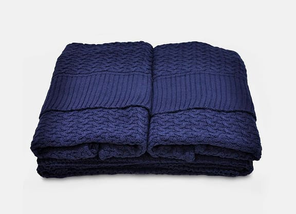 Peseira de Tricot Azul Marinho Maxime com Porta Travesseiros