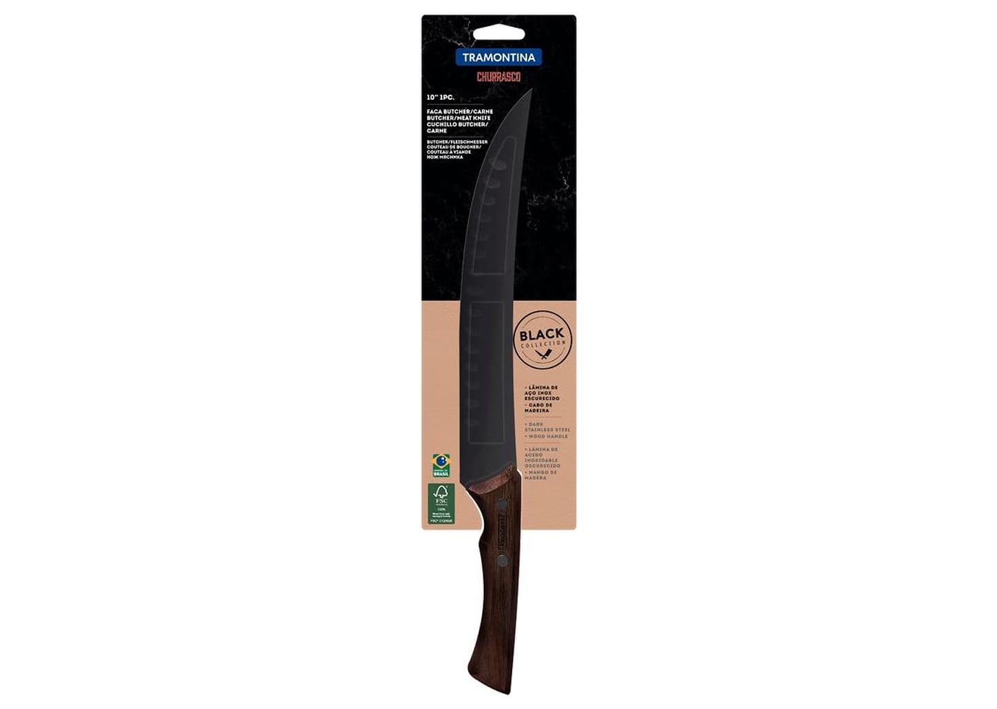 Faca Butcher/Carne 10' Churrasco Black Tramontina