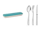 Conjunto Talher Aço Inox Com Estojo e Tampa Verde Tramontina